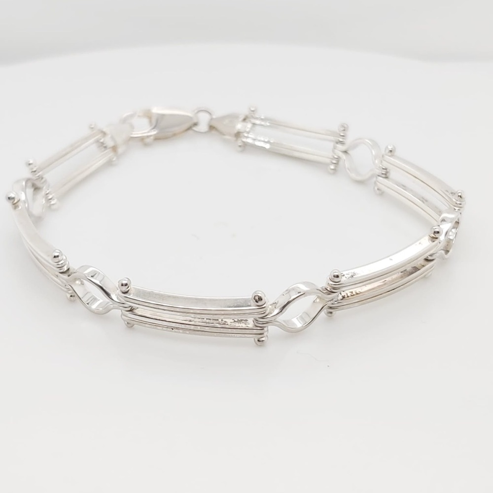Sterling Silver Vintage Greek Key Design Bracelet - Picture 3 of 7
